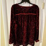 Sundance Regina Blouse Burgundy Maroon Velvet Burnout Floral Medium Silk Blend Photo 5