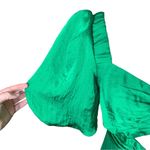 Sandro  Falbala Green Puff Sleeve Midi Dress S | Cutout Ruffle Hem Rainbow Jewel Photo 6