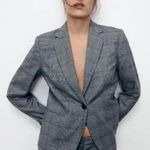 ZARA NWT  BLOGGERS FAV CHECK TAILORED BLAZER GRAY ONE BUTTON Photo 1
