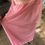 Vintage Lace Trim Long Night Gown Barbie Pink Size L/XL Sheer Glam Full Length Size L Photo 4