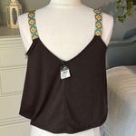 Rue 21 Brown crop Top Colorful Embroidered Straps Womens S New Rue Tank Flowy Knit Photo 7