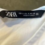 ZARA oyster white poplin peplum‎ blouse with contrast lace puff sleeves Photo 9