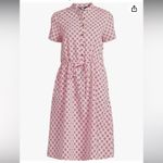 Lands' End Pink Wood Lily Medallion Tile Short Sleeve Button Front Mini Dress L Photo 1