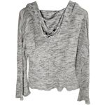 Vintage Havana  Women's Gray Waffle Knit Hoodie V Neck Long Sleeve‎ Size S Photo 3
