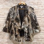 Dressbarn Women's 3/4 Sleeve Waterfall Front Animal Print Jacket Size 18/20 Brown Photo 1