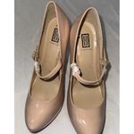 Nude High Heel Platform Shoes Womens Size 9.5 Wedding Prom Faux Patent Leather Tan Photo 3