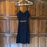 Adrianna Papell  Midnight Blue Cocktail Lace Dress Belt Size 10 Wedding Cocktail Photo 5