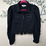 Denim Blvd  Los Angeles black cropped denim distressed jean jacket L Photo 0