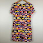 Lavender Brown Mini Dress Womens M Multicolor Geometric Print Short Sleeve Retro Photo 2