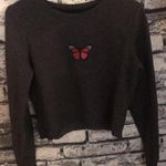 Butterfly Dark Gray Cropped Sweatshirt Size XS Photo 0