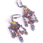 Boho Hippie Mixed Media Charm Dangle Necklace Set Photo 2