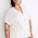 Madewell  Knit Lightspun Camp Button Down Shirt Short Sleeve 1X Plus Size Minimal Photo 0