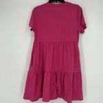 Old Navy Solid Hot Pink Tiered Shirt Dress Short Sleeve Pockets Casual Size S Photo 5