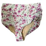 Allihop by Anthropologie pink and white floral high waisted bikini bottoms. NWT Photo 0