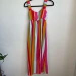 NWT Show Me Your Mumu Fling Midi Dress in getaway stripe. Rainbow colored Red Photo 3