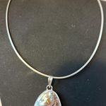 18 inch abalone platinum over sterling silver large pendant on Omega necklace.. Photo 2