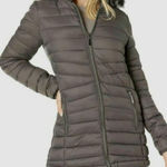 Source Unknown Quilted Puffer Taupe Gray Coat Faux Fur Hood Women's Winter Jacket Medium Photo 0