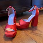 Top Moda Red Platform Chunky Heels Photo 0