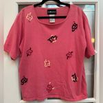 Sag Harbor Vintage  Dark Pink Embroidered Rose Floral Top Blouse Women’s Size XL Photo 0