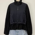 James Perse Yosemite Mixed Media Sherpa Jacket Puffer Fleece Medium Black Chic Photo 3