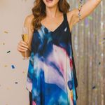 Joseph Ribkoff Maxi dress sleeveless Chiffon flowy Abstract watercolor sz 6 long Photo 0