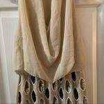 TFNC  London Tan Draped Neck Beaded Accent Sleeveless Dress S Photo 3