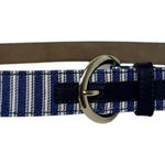 Talbots Nautical Striped Anchor Belt Leather Lining Size XL Anchors Preppy Photo 0