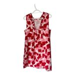 Joy Joy Red Geo Print Ruffle Neck Sleeveless Shift Dress Size M NWT Photo 1