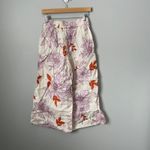 RACHEL Rachel Roy Floral Wide Leg Pants Cream Orange 100% Linen Women's Small Pink Photo 1
