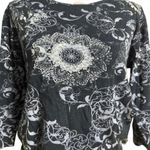 Jane Ashley Blue Mandala Print 3/4 Sleeve Boho Top Artsy Chic Size M 100% Cotton Photo 1