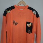 Vintage‎ Mardel 80s Orange Rhinestone Butterfly Handcrafted Crew Neck Sweater Size L Photo 1