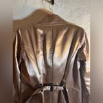Brandon Thomas NWOT Taupe Gold Trench Coat w black leather trim pockets dressy M Size M Photo 12