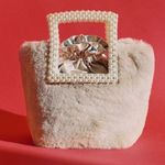 ZARA NEW Fur Bucket Bah With Pearl Handles Photo 0