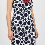 kim rogers  Navy and White Circle Midi Dress size 12P Photo 0