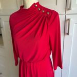 London Times  Women's Red Blouson Midi Dress Size 6 Casual 3/4 Sleeve Retro Photo 1