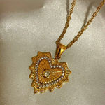 Boutique 💛 Classic Gold Heart Necklace – Zirconia Concho Design | 18K Gold Stainless Steel 💛 Photo 1