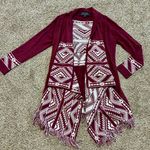 Almost Famous Maroon and white, Aztec print, light weight sweater, size Large. EUC Photo 0