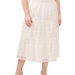 CeCe  Eyelet Midi A-Line Skirt Elastic Waist Lined Ivory White Women’s Plus 22W Photo 0