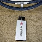 Buckle  BKE small short sleeve solid t-shirt heathered green blue trim semi sheer Photo 1