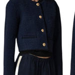 J.Crew  Tweed Wool Blend Bomber Lady Jacket Navy Gold Button Size 20 Photo 0