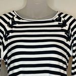 Sharagano Black & White Striped Lace Up Top Size Small Photo 0