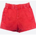 Skies Are Blue  Red Paper bag Shorts Size Large Button Fly High Waisted Summer Photo 0