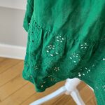 Forever 21 F21 Emerald Green Embroidered Ruffle Strapless Mini Dress Size M Photo 3
