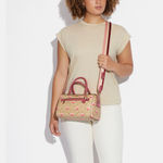 Coach Rowan Satchel In Signature Canvas With Stripe Heart Print GOLD HEART Photo 15