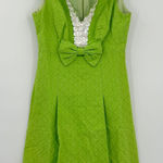 Trina Turk Womens Sequin Bow Fit and Flare Statement Dress Size 4 Brat Green Photo 0