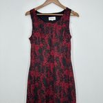 Vintage 90s Studio 1 Red Black Floral Ruffle Trim Midi Dress Grunge Indie Goth Size 10 Photo 1