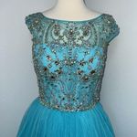 Sherri Hill  Prom Dress Turquoise Blue Beaded Altered Size 10 Photo 2