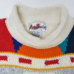 Vintage 80s Brandon Orange & Teal Floral Embroidered Sweater Size L Photo 6