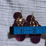Purple Gold sequin paillette chandelier earrings dangle 3 inch long lightweight Pink Photo 3