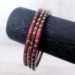 Set of 3 Dark Red Bangles with Gold Tone Glitter Photo 1